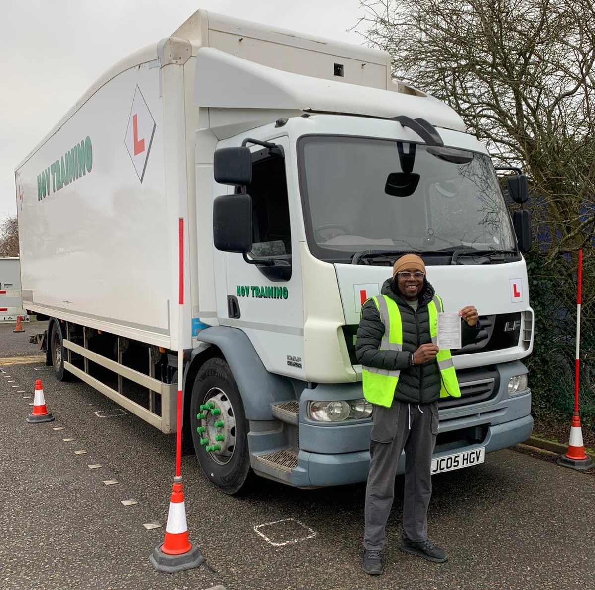 Front view of a white HGV