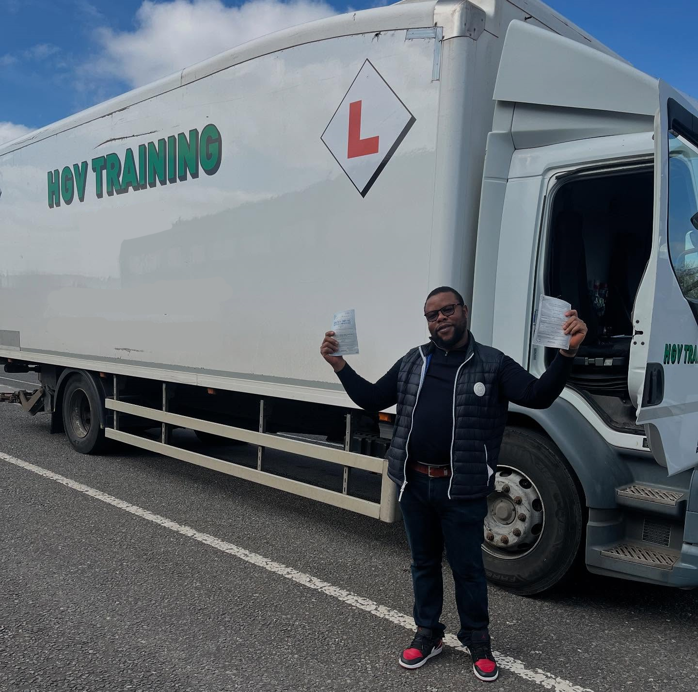View from the driver seat of a truck