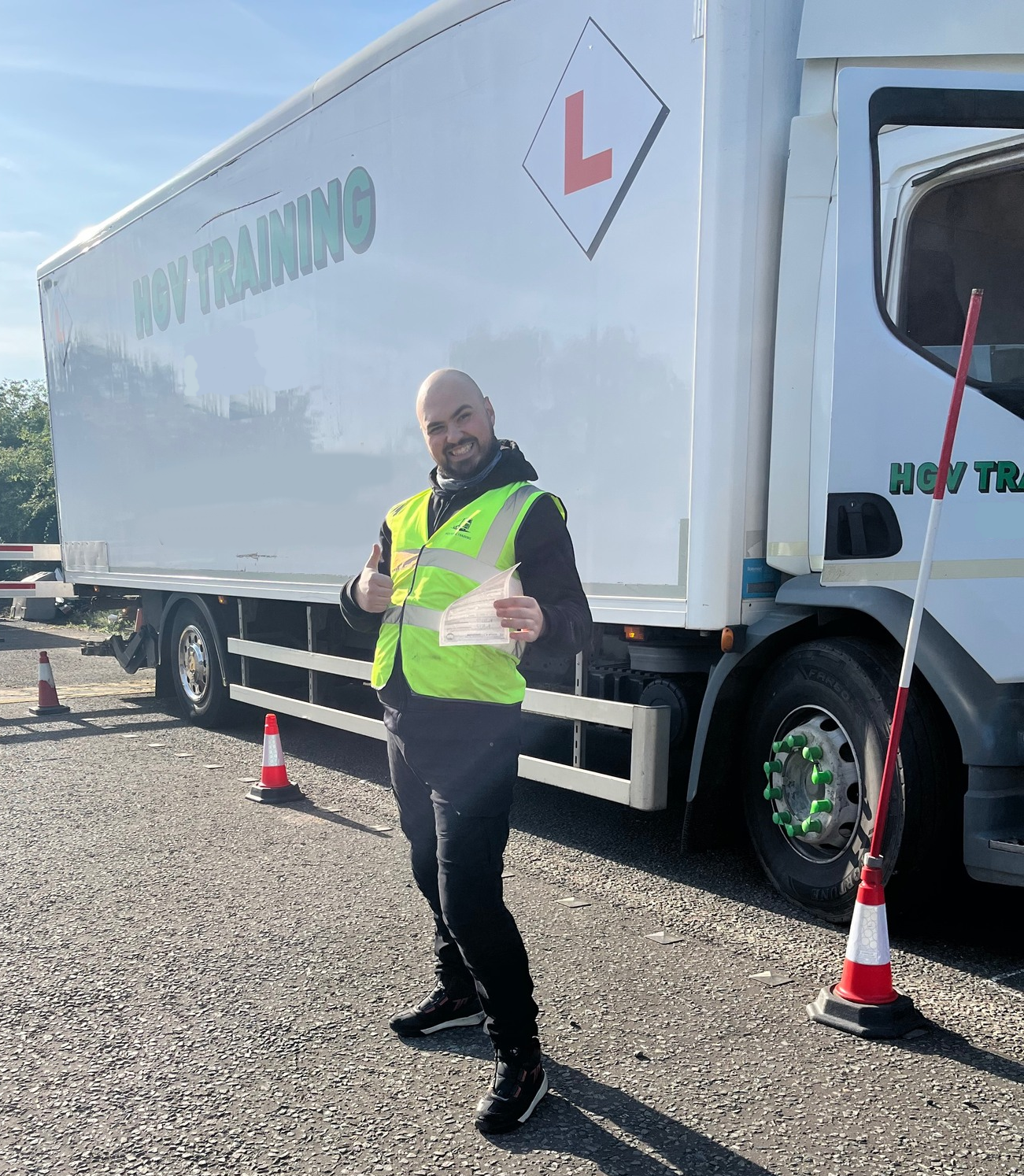 Side profile of a large articulated truck